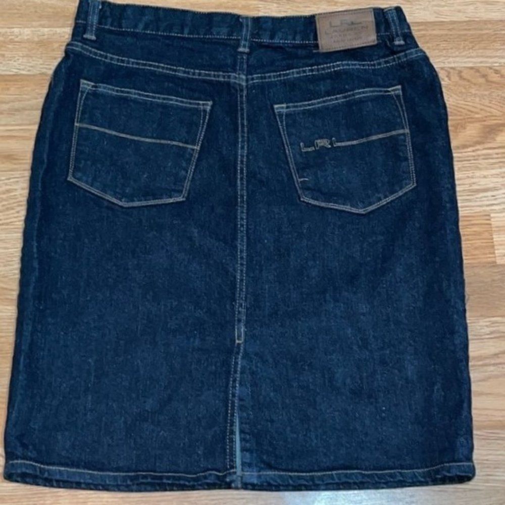 LRL Lauren Ralph Lauren Dark Blue Denim Jean Skirt Size 10 NWOT - Picture 4 of 9